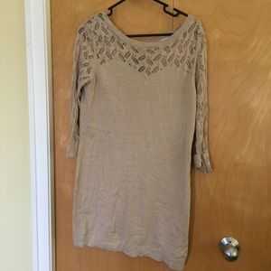 Tan sweater dress 3/4 sleeves. Large. LC